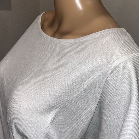 Nwt Rebecca Minkoff off white colored shimmery blouse w/ tie front. - Picture 5 of 5